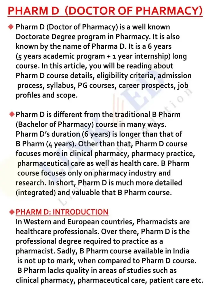 Intro of Pharm D(Pharmacy)